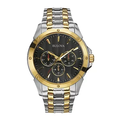 Bulova Classic Mens Chronograph Multi-Function Two Tone Stainless Steel Bracelet Watch 98c120