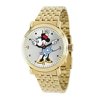 Disney Minnie Mouse Womens Gold-Tone Stainless Steel Watch