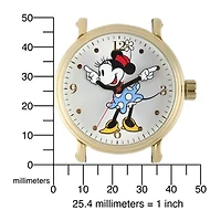 Disney Minnie Mouse Womens Gold-Tone Stainless Steel Watch
