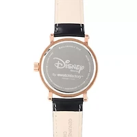 Disney Mickey Mouse and Minnie Mouse Black Leather Strap Womens Watch
