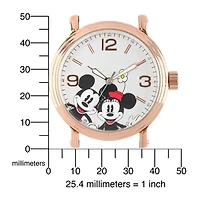 Disney Mickey Mouse and Minnie Mouse Black Leather Strap Womens Watch