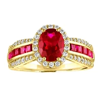 Womens Lab Created Red Ruby 10K Gold Cocktail Ring