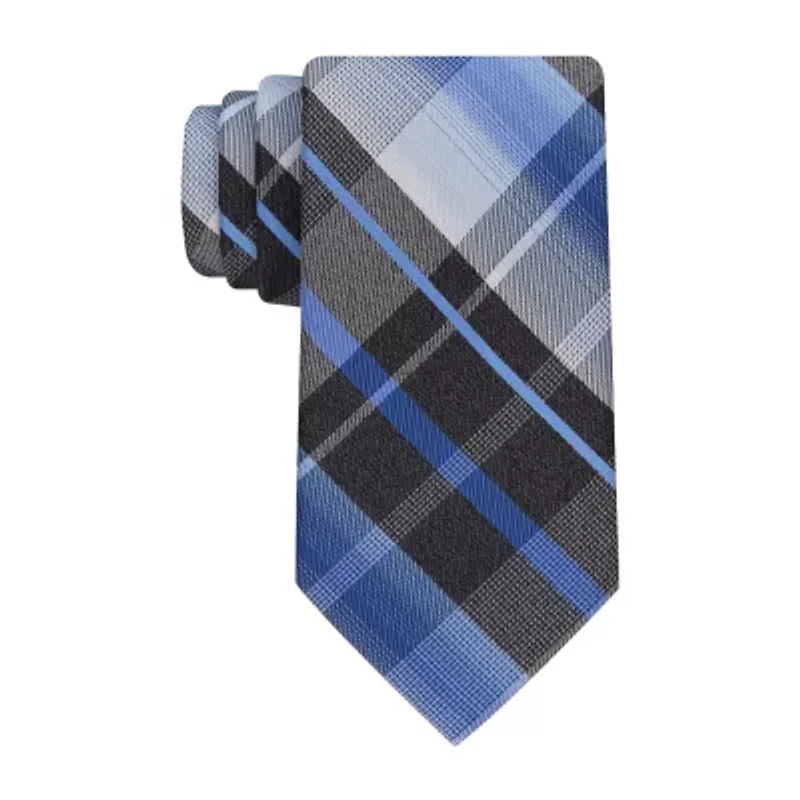 Stafford Personalized Stainless Steel And Diamond Plaid Tie