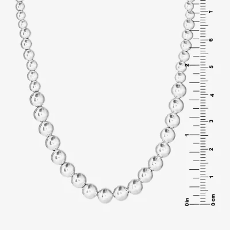 Womens Sterling Silver 18 Inch Beaded Necklace