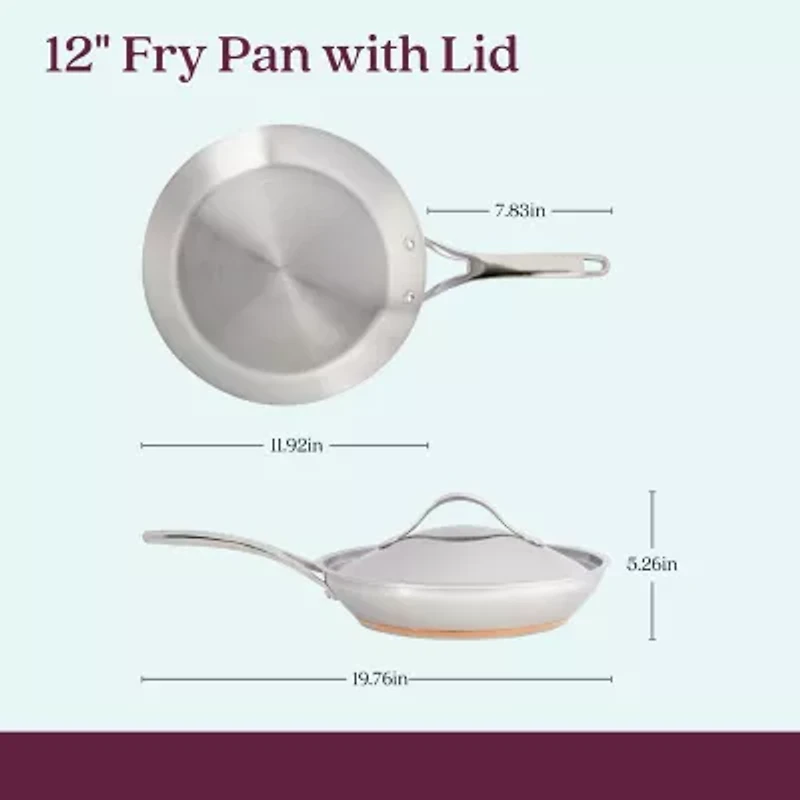 Anolon Nouvelle Stainless Steel 12" Frying Pan with Lid