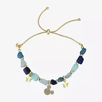 Disney Classics Womens Blue Quartz 14K Gold Over Brass Star Mickey Mouse Bolo Bracelet