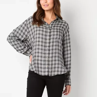 a.n.a Womens Long Sleeve Regular Fit Tall Flannel Shirt