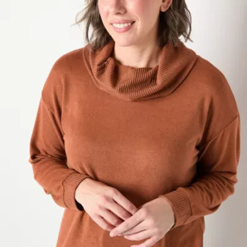 St. John's Bay Womens Tall Cowl Neck Long Sleeve T-Shirt