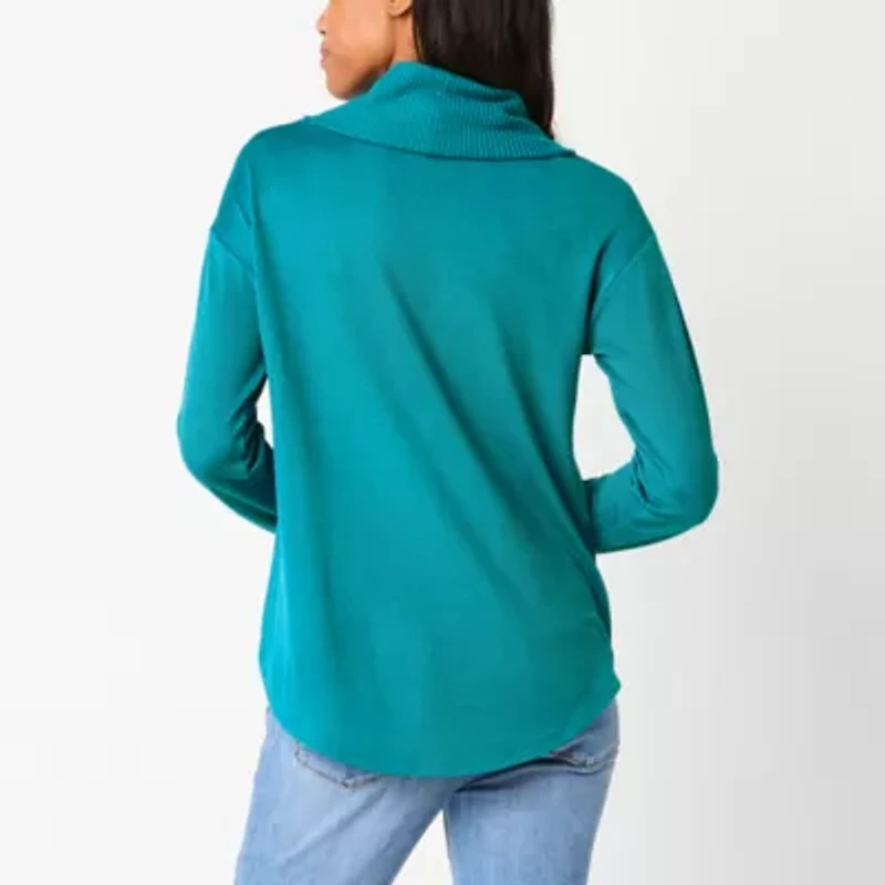 St. John's Bay Womens Tall Cowl Neck Long Sleeve T-Shirt