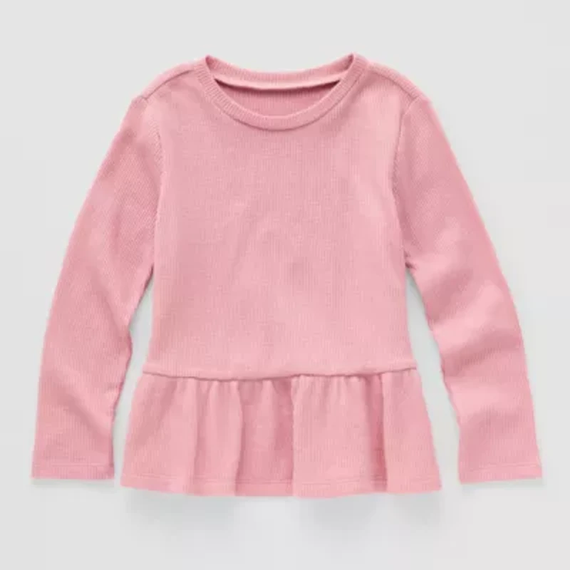 Okie Dokie Toddler & Little Girls Round Neck Long Sleeve T-Shirt