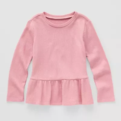 Okie Dokie Toddler & Little Girls Round Neck Long Sleeve T-Shirt
