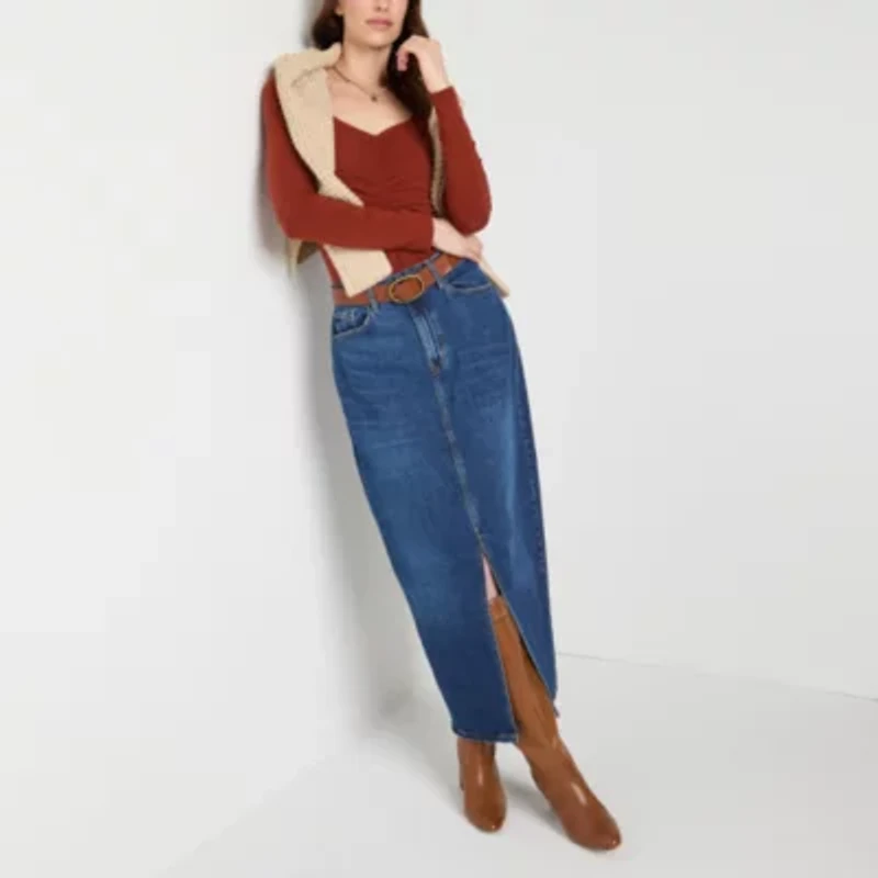 a.n.a Womens High Rise Maxi Skirt