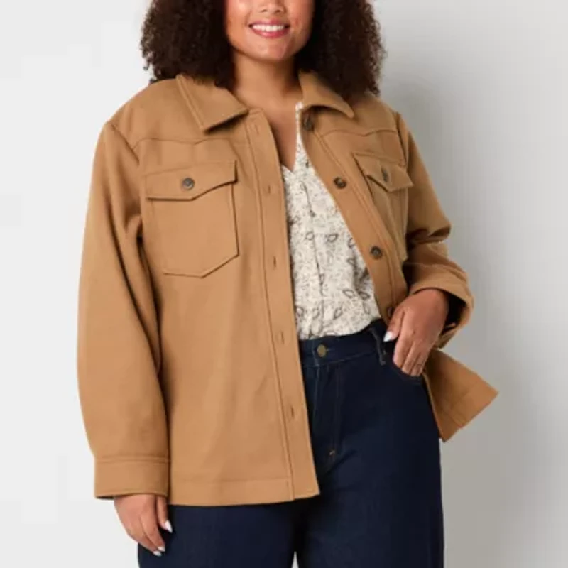 a.n.a Womens Plus Midweight Shirt Jacket