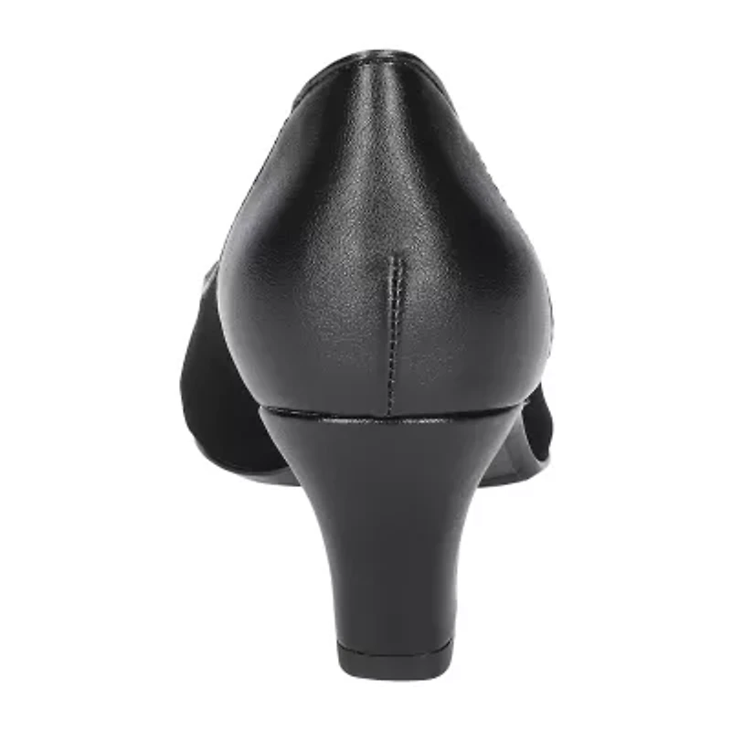 Easy Street Wes Womens Cap Closed Toe Block Heel Pumps