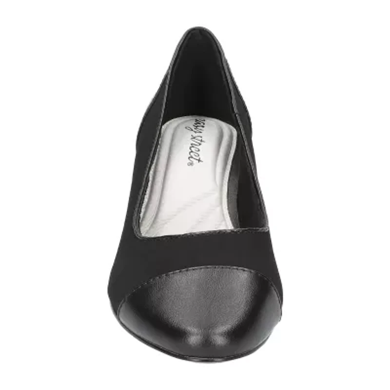 Easy Street Wes Womens Cap Closed Toe Block Heel Pumps