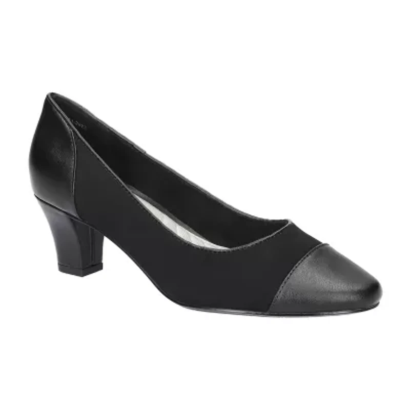 Easy Street Wes Womens Cap Closed Toe Block Heel Pumps