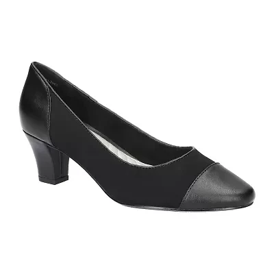 Easy Street Wes Womens Cap Closed Toe Block Heel Pumps