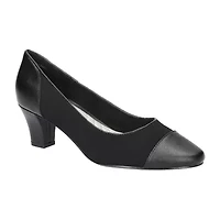 Easy Street Wes Womens Cap Closed Toe Block Heel Pumps