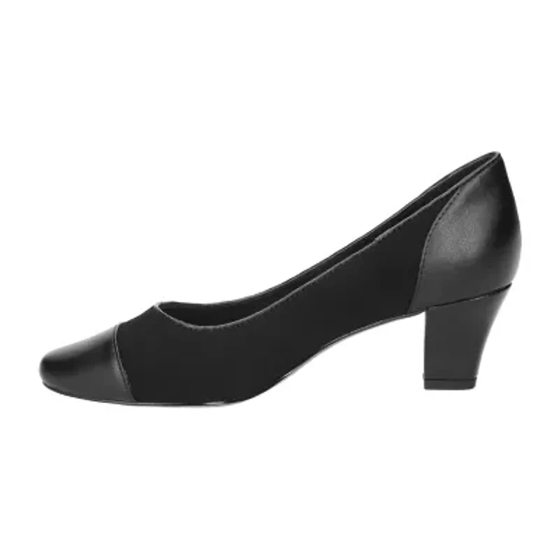 Easy Street Wes Womens Cap Closed Toe Block Heel Pumps