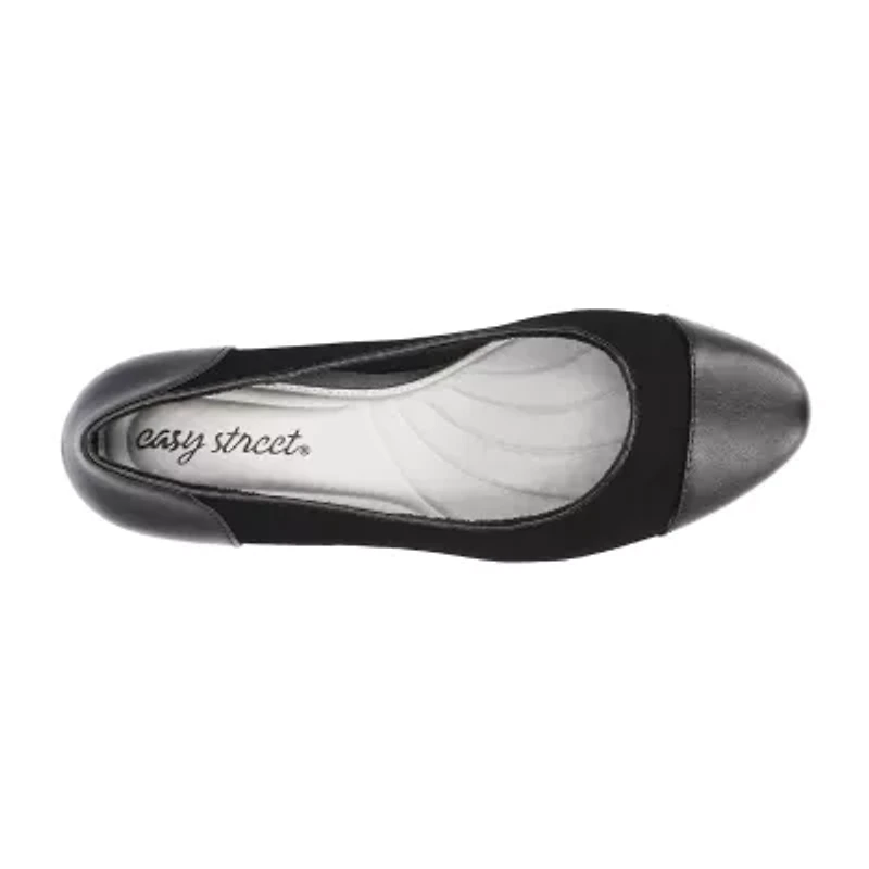 Easy Street Wes Womens Cap Closed Toe Block Heel Pumps
