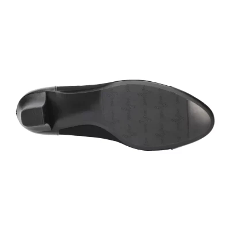 Easy Street Wes Womens Cap Closed Toe Block Heel Pumps