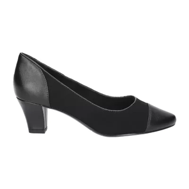 Easy Street Wes Womens Cap Closed Toe Block Heel Pumps