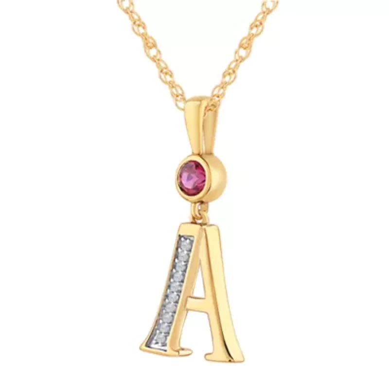 A Womens Lab Created Red Ruby 14K Gold Over Silver 18 Inch Pendant Necklace