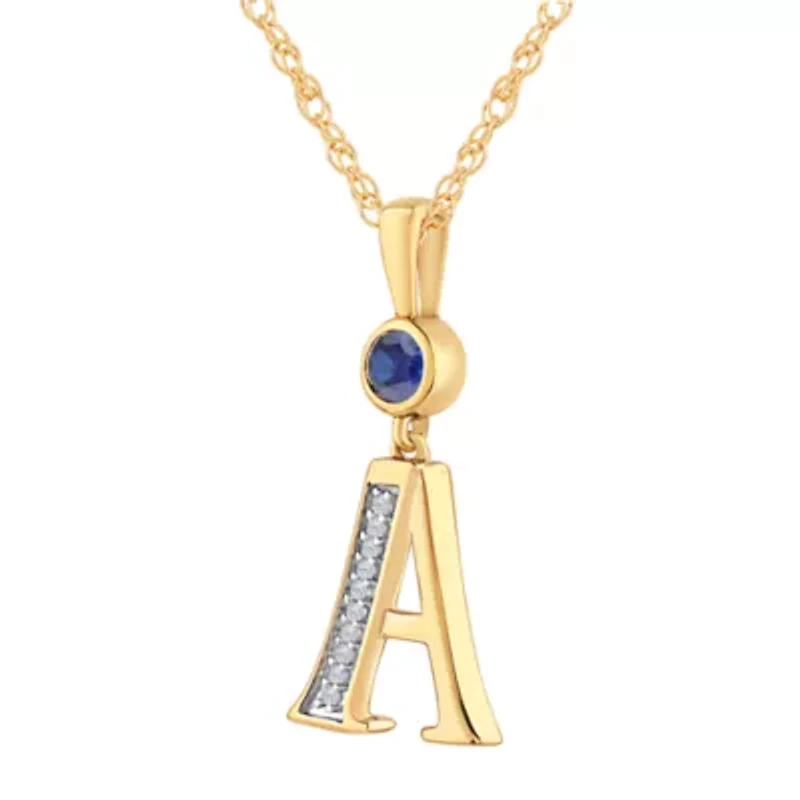 A Womens Lab Created Blue Sapphire 14K Gold Over Silver 18 Inch Pendant Necklace