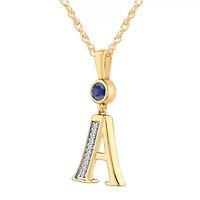 A Womens Lab Created Blue Sapphire 14K Gold Over Silver 18 Inch Pendant Necklace