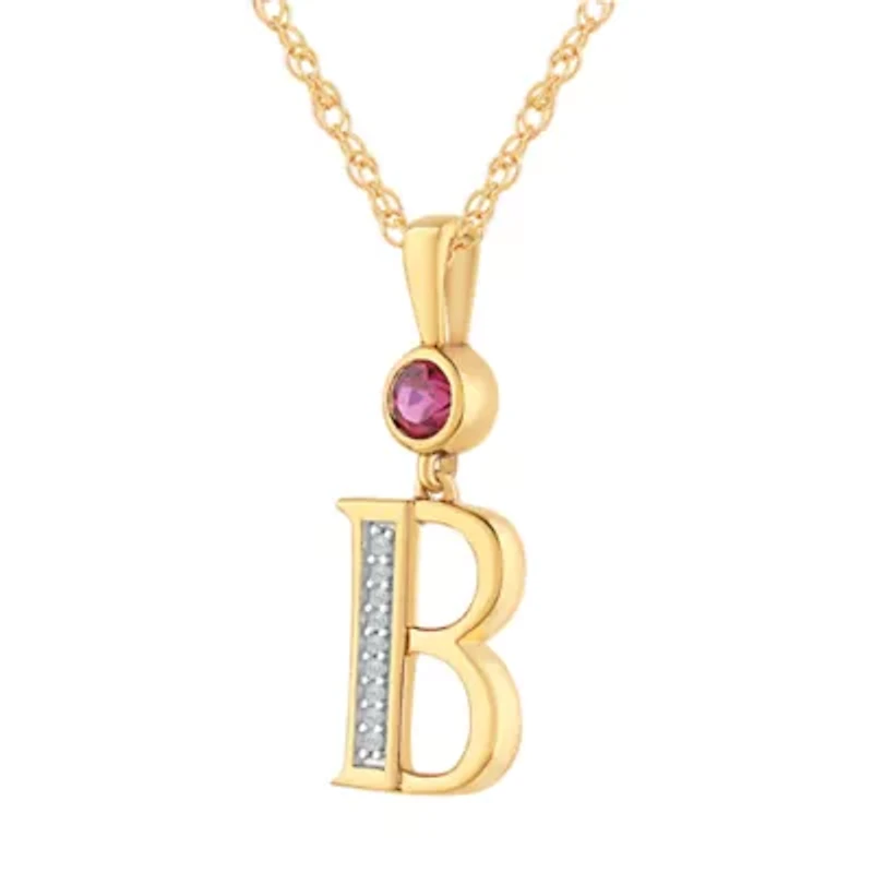 B Womens Lab Created Red Ruby 14K Gold Over Silver 18 Inch Pendant Necklace
