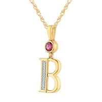 B Womens Lab Created Red Ruby 14K Gold Over Silver 18 Inch Pendant Necklace