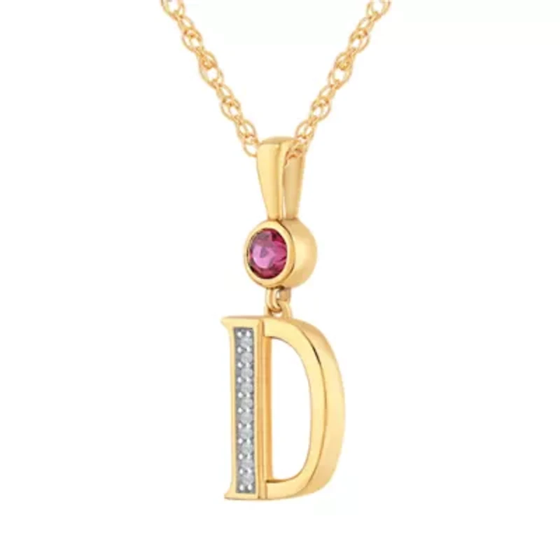 D Womens Lab Created Red Ruby 14K Gold Over Silver 18 Inch Pendant Necklace