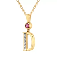 D Womens Lab Created Red Ruby 14K Gold Over Silver 18 Inch Pendant Necklace