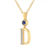 D Womens Lab Created Blue Sapphire 14K Gold Over Silver 18 Inch Pendant Necklace