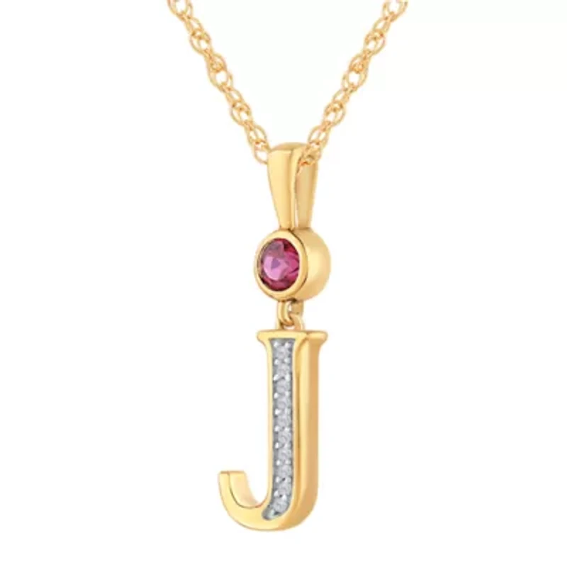 J Womens Lab Created Red Ruby 14K Gold Over Silver 18 Inch Pendant Necklace
