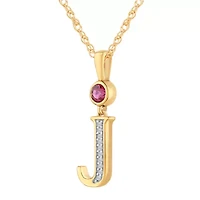 J Womens Lab Created Red Ruby 14K Gold Over Silver 18 Inch Pendant Necklace