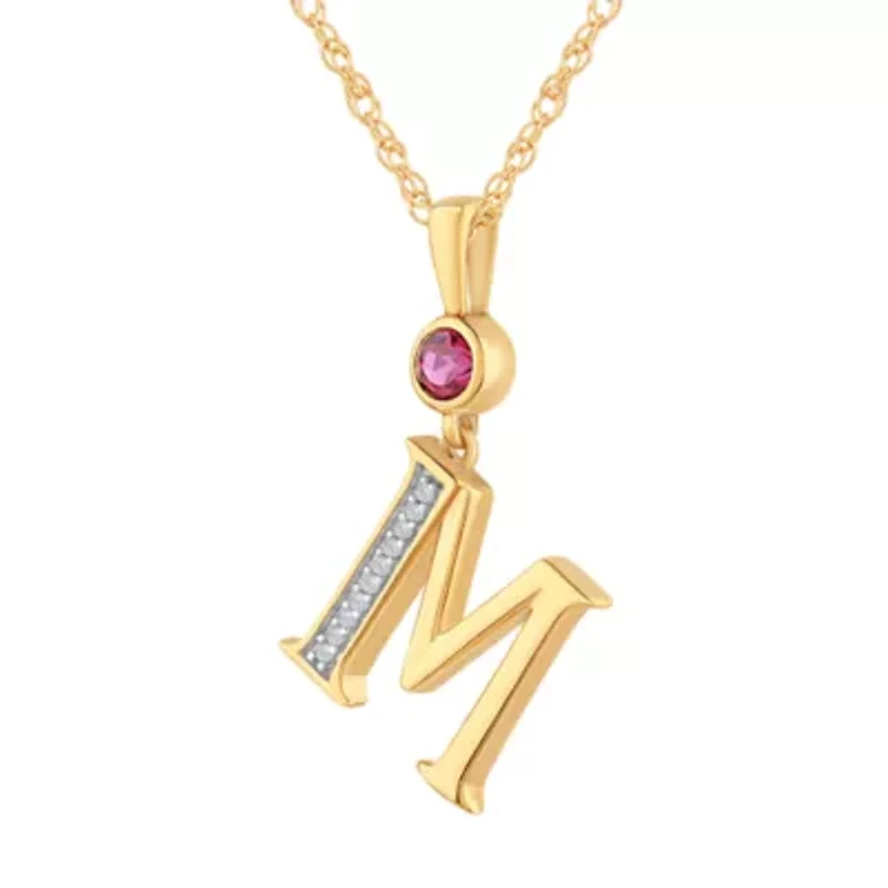 Womens Lab Created Red Ruby 14K Gold Over Silver 18 Inch Pendant Necklace