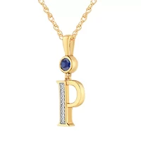 Womens Lab Created Blue Sapphire 14K Gold Over Silver 18 Inch Pendant Necklace