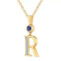 R Womens Lab Created Blue Sapphire 14K Gold Over Silver 18 Inch Pendant Necklace