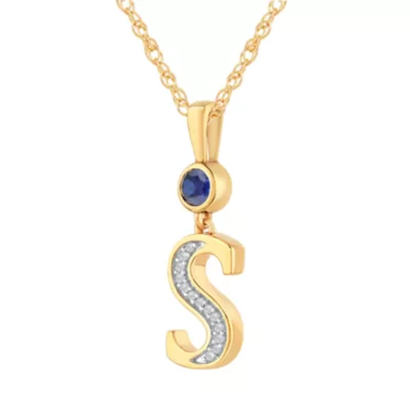 S Womens Lab Created Blue Sapphire 14K Gold Over Silver 18 Inch Pendant Necklace