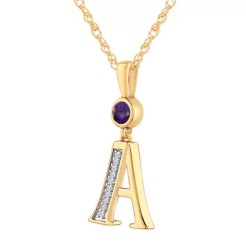 A Womens Genuine Purple Amethyst 14K Gold Over Silver 18 Inch Pendant Necklace