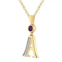 A Womens Genuine Purple Amethyst 14K Gold Over Silver 18 Inch Pendant Necklace