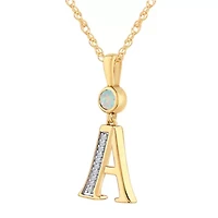A Womens Lab Created White Opal 14K Gold Over Silver 18 Inch Pendant Necklace