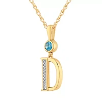 D Womens Genuine Blue Topaz 14K Gold Over Silver 18 Inch Pendant Necklace