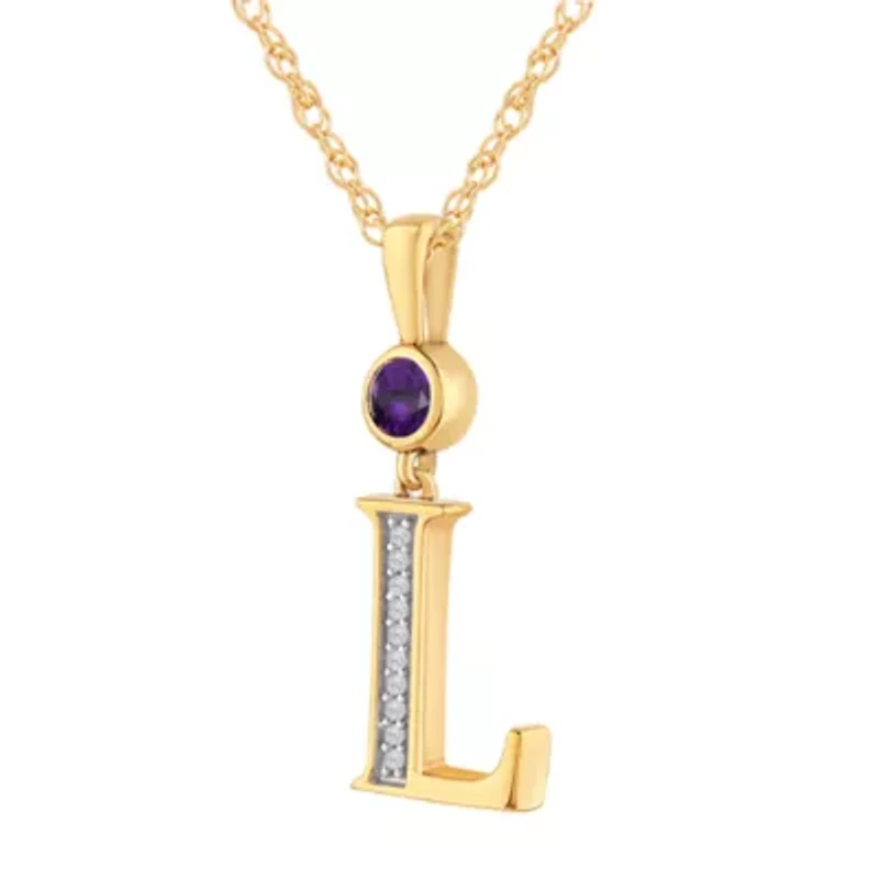 Womens Genuine Purple Amethyst 14K Gold Over Silver 18 Inch Pendant Necklace