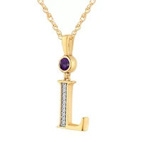 Womens Genuine Purple Amethyst 14K Gold Over Silver 18 Inch Pendant Necklace