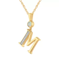 M Womens Lab Created White Opal 14K Gold Over Silver 18 Inch Pendant Necklace