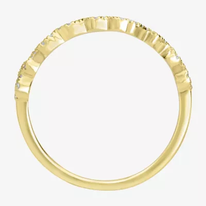 "Peace" Womens 1/5 CT. Natural White Diamond 14K Gold Delicate Stackable Ring