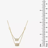 Double Layer Womens 3/8 CT. T.W. Natural White Diamond 14K Gold Rectangular 15 Inch Pendant Necklace