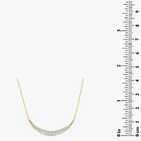 Bar Womens 3/4 CT. T.W. Natural White Diamond 14K Gold Bar Curved 15 Inch Pendant Necklace